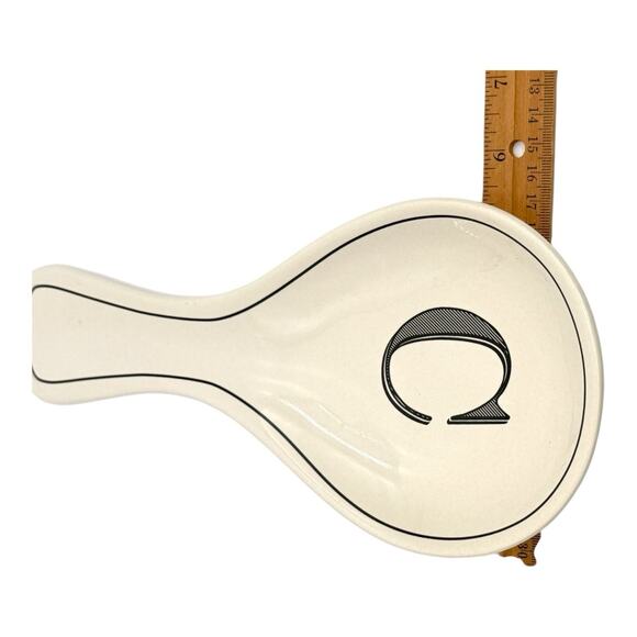 “C” Monogram Letter Initial White Black Large Spoon Rest Home Essentials EUC - Picture 3 of 5